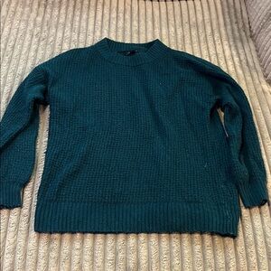 American Eagle Teal Waffle Knit Balloon Sleeve Sweater